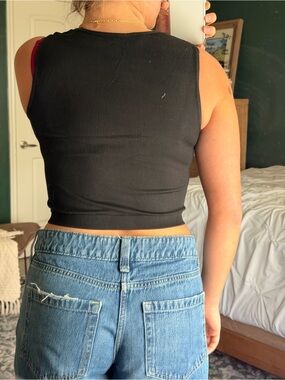 a new day Black Ribbed Cropped Tank Top